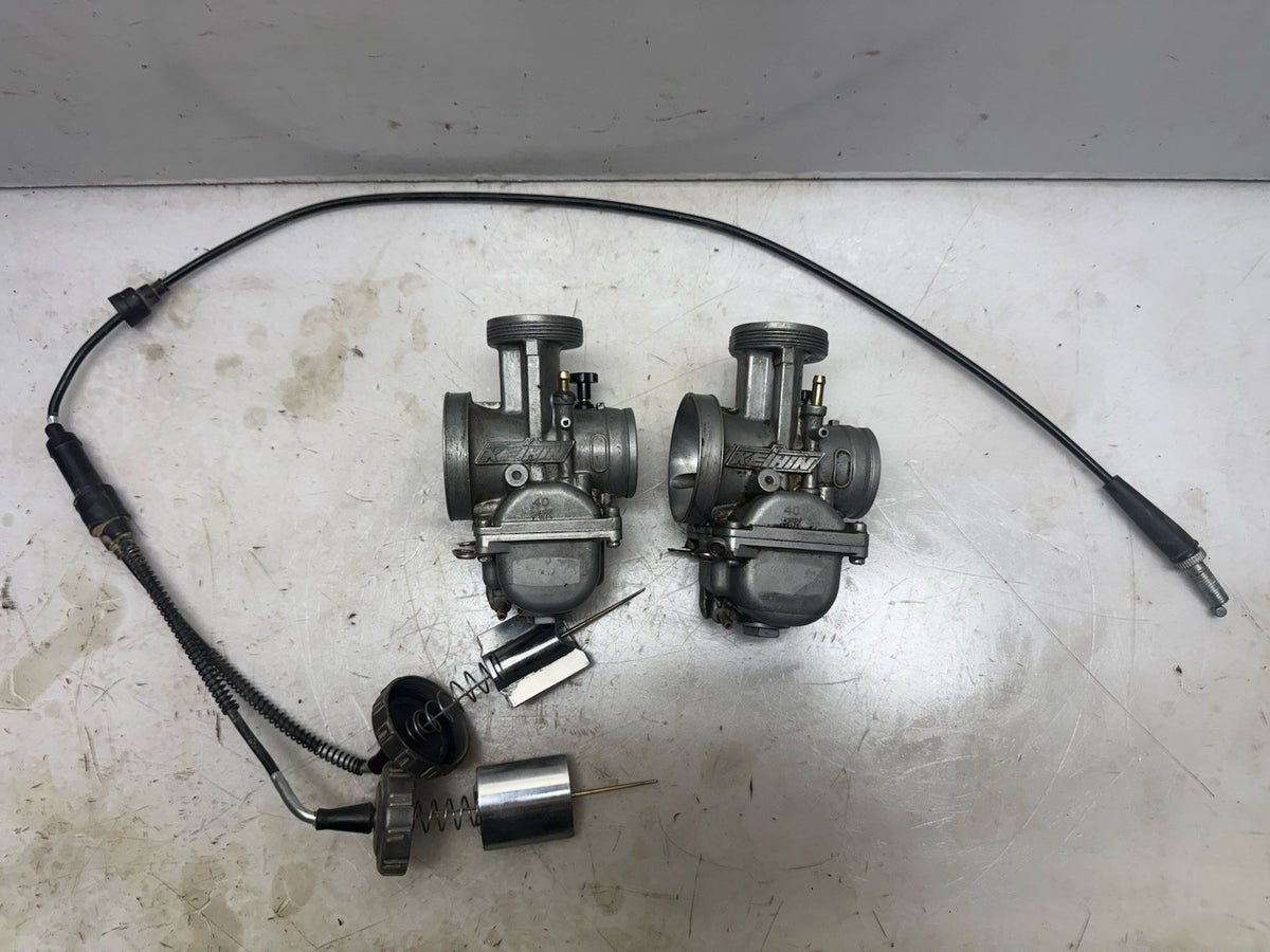 Yamaha Banshee Keihin PWK 40 Carbs Carburetor Set w/ Throttle Cable
